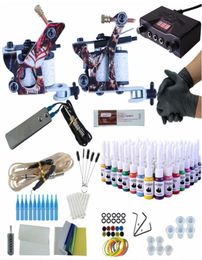 Professional Tattoo Kit 2Pcs Machine Guns 54 Bottle Inks Tattoo Machine Set Needles Tips Supplies Kit Tattoo Tools For Starter2031332