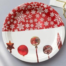 Disposable Dinnerware 40pcs Christmas Paper Set Plates Cups Xmas Party Supplies For Holiday