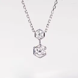 Pendant Necklaces High Quality 925 Sterling Silver Color Hexagon Zricon Short Chain For Women Luxury Jewelry DN047