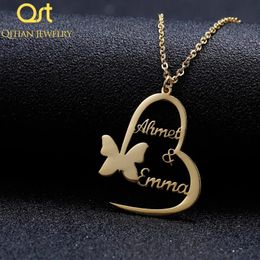 Necklaces Qitian Handmade Custom Butterfly Heart Necklaces Custom Name Necklaces Personalised Mother's Day gift Gold Choker Jewellery Gift