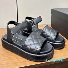 Designer -Letter Sheepskin Flat sandals slide womens Beach shoes Luxury sandals Factory foot