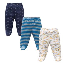 3PCS/Lot Spring Autumn Footed Baby Pants 100% Cotton Baby Girls Boys Clothes Unisex Casual Bottom PP Pants born Baby Clothing 240109