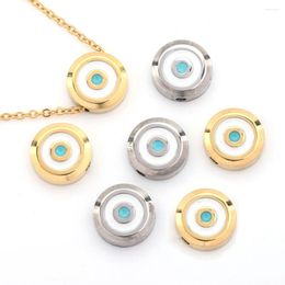 Charms 3Pcs Stainless Steel 11x3.4MM Round Blue Eye Spacer Beads For DIY Bracelet Necklace Jewellery Making Findings