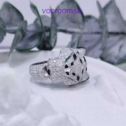 Carter Rings Womens Fashion ring New domineering full diamond green eyed leopard head Personalised and popular mechanical adhesive couples With Original Box Pyj