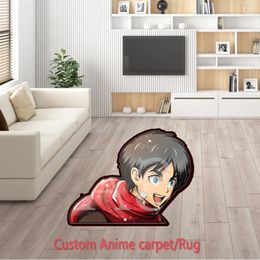 Custom Waterproof Anime Carpet /rugs Attack on Titan EREN for Door Mat Kitchen Mat Non-slip Room Decor Prayer Mat Muslim