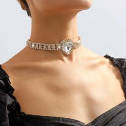 Baroque Light Claw Chain Full Diamond Elegant Neckchain Romantic Sweet Love Dinner Necklace Choker