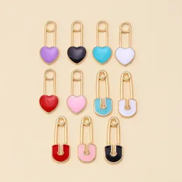 Charms 10Pcs 2Styles Creative Love Paper Clip Shape Enamel Metal Pendants For DIY Fashion Earrings Keychain Jewelry Accessories