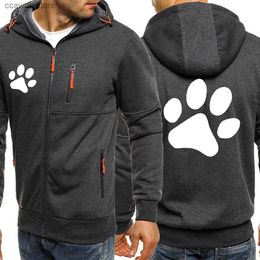 Men's Hoodies Sweatshirts Kawaii Cartoon Dog Paw Print Zipper Hoodie For Men Fashion Oversized Hoody Personality Street Sportswears Hip Hop Tracksuit Coat T240110