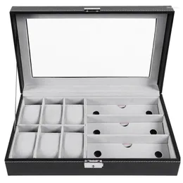 Watch Boxes Case For Men 6 Slots Box And 3 Pieces Eyeglasses