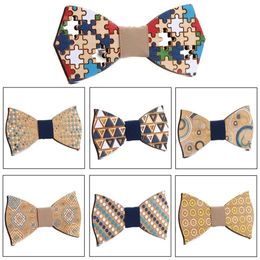 Hand-painted wooden bow tie Colour hand-painted wooden bow tie European and American bow tie for men 240109