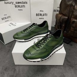 Berluti Mens Shoes Playoff Leather Sneakers Berlutibruti 2024 Upgraded Third Generation Fast Track Sports and Casual Rj