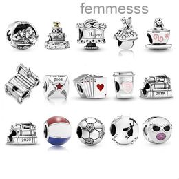 Fashion Popular Designer Charm 925 Sterling Silver Take a Break Coffee Cup Poker Cake Bead Diy Fit Pandoras Bracelet Necklace for Woman Jewelry Gift with O