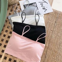 Women's Tanks Crop Top Sexy Bra For Women Summer Seamless Unwired Corset One Word Sling Tube 2024 Bralette Bodys Lingerie Woman