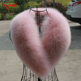Winter Real Fox Fur Collar 100% Genuine Natural Pink Scarf Scarves Women Large Size Wraps Neck Warmer Luxury Furry Shawl Female 240110