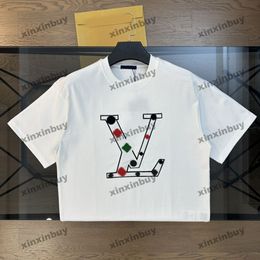 xinxinbuy 2024 Men designer Tee t shirt patch Letter embroidery 1854 women black white blue red XS-XL