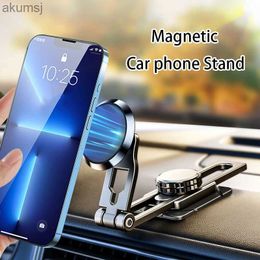 Cell Phone Mounts Holders 720 Rotate Metal Car Phone Holder Foldable Universal Mobile Phone Stand Air Vent Magnet Mount GPS Support For All phone YQ240110