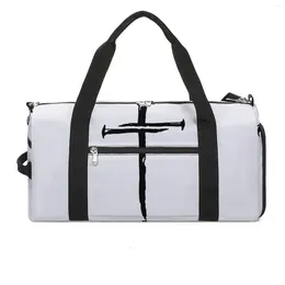 Outdoor Bags Cross Print Gym Bag Christian Faith Travel Sports Men Custom Large Capacity Retro Fitness Oxford Handbags