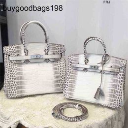 Himalayans Handbags Genuine Leather Womens Bag White Crocodile Pattern 30 Just the Same Style of Atmospheric One Shoulder