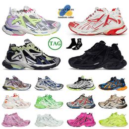 Original OG Brand Women Mens Track Runners 7 7.0 Shoes Designer Leather White Black Silver Pink Nylon Mesh Tracks Trainers Graffiti Platform Big Size 12 Sneakers