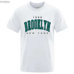 Men's T-Shirts 1898 Brooklyn New Your City Street Printed Men T-Shirts Summer Cotton T Shirt Oversized Tops Street High Quality Branded T-ShirtL240110