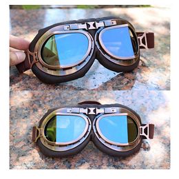 Goggles Best Quality Motorcycle Goggles Leather Harley Riding Glasses Pilot Goggles Motorbike Copper Vintage Classic Glasses For Bike