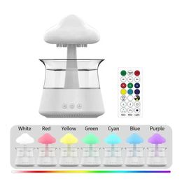 Rain Cloud Humidifier Essential Oil Diffusers Aroma Diffuser Water Flow Speed 7 Colour Light Raindrop Humidifier For Home 240109
