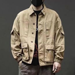 Workwear Jacket Spring 2023 American Heavyweight Loose Fashion Multi Pocket Men's Vintage Denim Jacke 240109