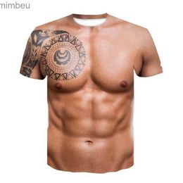 Men's T-Shirts Summer New Fun Muscle Pattern 3D Printed T-shirt for Men Large Casual Fashion Street Clothing Breathable Loose Large O-neck TopL240110