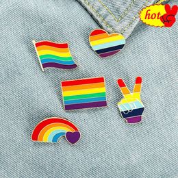 Rainbow Bridge Love Shape Brooches for Women Men Wear Hat Glasses Sitting Small Pet Animal Party Casual Brooch Pin Gifts High Qu