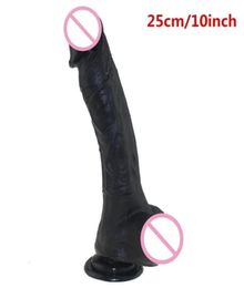 Silicon Large Black Giant Dildos Realistic Masturbator Massager Vagina For Women Adult Toys For Woman Sex Shop 25cm Y1910178759943