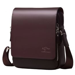 Kangaroo Luxury Brand Vintage Men Messenger Bags For Men Leather Business Shoulder Bag Male Crossbody Bag Brown Casual Briefcase 240109