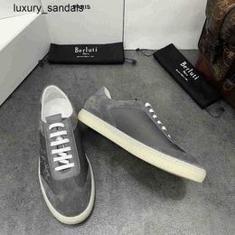 Berluti Mens Shoes Playoff Leather Sneakers Trendy Shoes Berlut Bruti Playtime Classic Mens Casual Board New Comfortable Versatile Style Rj