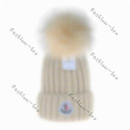 Designer Monclair Jacket Beanie Women Wool Hat New Fashion Women Ladies Warm Winter Beanie Large Faux Fur Pom Poms Bobble Hat Outdoor M-2 Beanies 3 Qldx