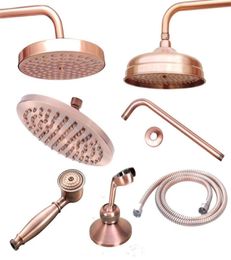 Antique Red Copper 8Inch Round Rainfall Arm Water Saving Hand Held Head Spray 15 M Shower Hose C092666388304115582