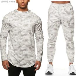 Men's Tracksuits Mens Training Tracksuits Sets Gym Kits Sportswear Thin Breathable Tops Fitness Jogging Sport Suits Running Military Camo Sets Q230110