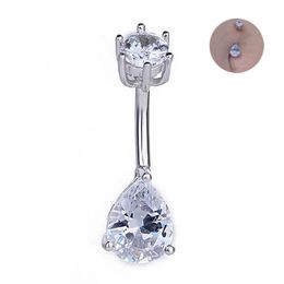 Jóias 925 Sterling Silver Navel Piercing Cubic Zircon Bungy Ring for Women Body Jewelry