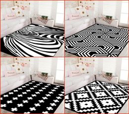 Modern style geometric black and white Nordic bedroom carpet living room sofa table rectangular home grey rug tapetes CUSTOM1453745