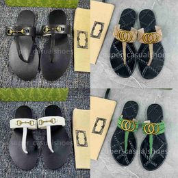 Designer Slippers G Sandals Men Women Flip flops Beach slides Fashion Genuine Leather Metal Chain Ladies Flip flops with box Large size 35-46