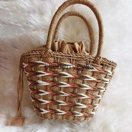 Totes Paper rope woven bamboo rattan handle handbag pure hand storage bag water bucket cabbage basketblieberryeyes