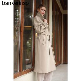 Luxury Coat Maxmaras 101801 Pure Wool Coat Cashmere Coat Womens Long Double breasted New Hepburn Style Cashmere Coat Autumn and Winter Thickened Style SilhouFO7H