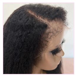 Brazilian Wear and Go Glueless Kinky 13X4 Wigs Reddish Brown /Black Yaki Straight Synthetic Lace Frontal Wig