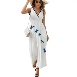 Casual Dresses Finland Flag Dress Aesthetic Bohemia Long Ladies Party Pattern Maxi Birthday Present