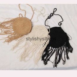 Shoulder Bags Cotton Pure Hand Knit Clutch Bag Woven Messenger Bag Ethnic Wind Cotton Rope Tassel Str Crossbody bagstylishyslbags