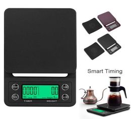 3kg 5kg01g LCD Digital Weight Coffee Scales Portable Mini Balance Electronic Timer Kitchen Coffee Food Scale Black Brown6264427