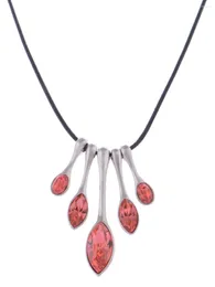 Pendant Necklaces Silvery Tone Tribal Ruby Crystal Abstract Horn Bone Art Necklace