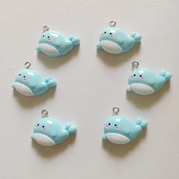 Pendant Necklaces 10PCS Little Whale Kawaii Cartoon Ocean-Series DIY Resin Necklace Earrings Bracelet Keychain Bag Decoration Accessories