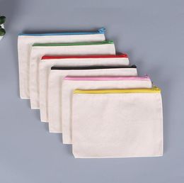 Blank zipper High capacity canvas pencil bag 21X12cm pearl jewelry multicolor storage cosmetics bags Skin care products perfume ha2976460