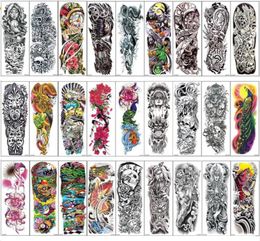 Full Arm Temporary Tattoo Sleeves Peacock peony dragon skull Designs Waterproof Cool Men Women Tattoos Stickers Body Art paints8852049