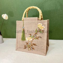 Totes Vintage Bamboo Knot Handbag Ethnic Style Bag Embroidered Hempcatlin_fashion_bags