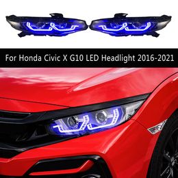 Car Head Lamp For Honda Civic X G10 LED Headlight 16-21 Daytime Running Light Streamer Turn Signal High Beam Blue DRL Daylight Lights